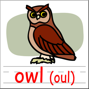 Clip Art: Basic Words: -owl Phonics: Owl Color