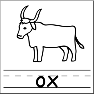Clip Art: Basic Words: -ox Phonics: Ox B&W