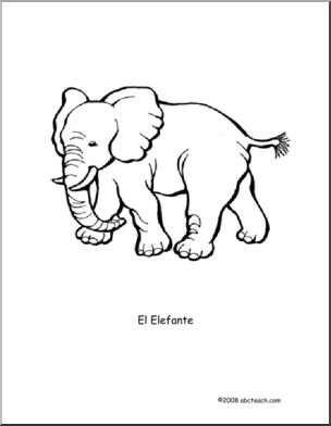 Spanish: PÂ·gina para colorear: El Elefante (primaria)