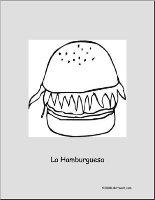 Spanish: PÂ·gina para colorear: La hamburguesa (primaria)