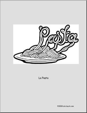 Spanish: PÂ·gina para colorear: La Pasta (primaria)
