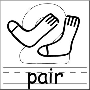 Clip Art: Basic Words: Pair B&W Labeled