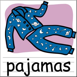 Clip Art: Basic Words: Pajamas Color Labeled