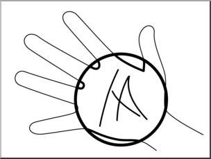 Clip Art: Parts of the Body: Palm B&W Unlabeled