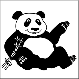 Clip Art: Cartoon Panda B&W