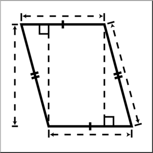 Clip Art: Shapes: Parallelogram Geometry B&W