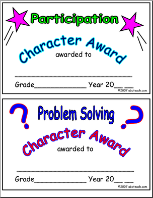 Certificate: Character Ed. – Participation, Problem Solving