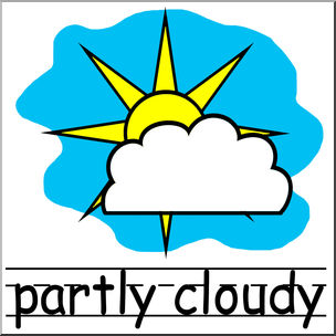 Clip Art: Weather Icons: Partly Cloudy Color Labeled