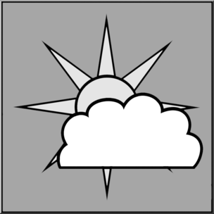Clip Art: Weather Icons: Partly Cloudy Grayscale Unlabeled