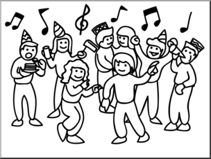 Clip Art: Basic Words: Party B&W Unlabeled