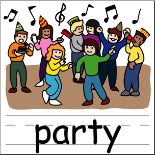 Clip Art: Basic Words: Party Color Labeled