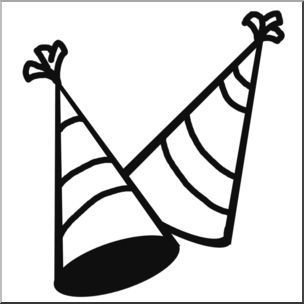 Clip Art: New Year Party Hats B&W