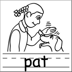 Clip Art: Basic Words: Pat B&W Labeled