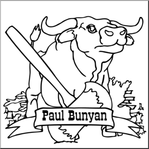 Clip Art: US Folklore: Paul Bunyan B&W