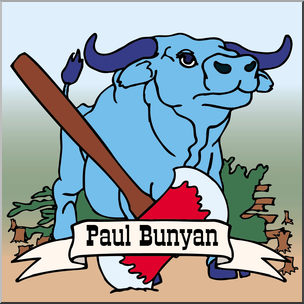 Clip Art: US Folklore: Paul Bunyan Color 1