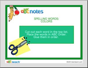 Cut and Paste: Place Colors in ABC Order (elem)