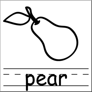 Clip Art: Basic Words: Pear B&W Labeled
