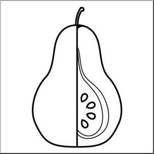 Clip Art: Fruit: Pear B&W