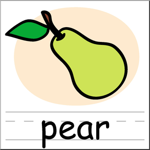 Clip Art: Basic Words: Pear Color Labeled