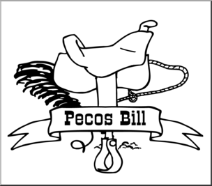 Clip Art: US Folklore: Pecos Bill B&W