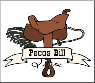 Clip Art: US Folklore: Pecos Bill COlor 2