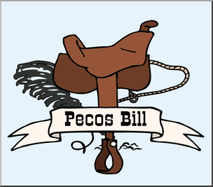 Clip Art: US Folklore: Pecos Bill Color 1