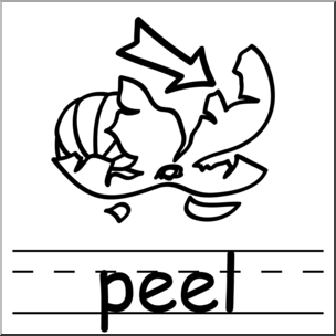 Clip Art: Basic Words: Peel B&W Labeled