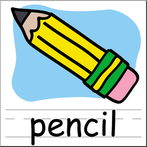 Clip Art: Basic Words: Pencil Color Labeled