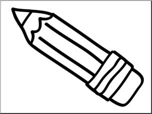 Clip Art: Basic Words: Pencil B&W Unlabeled