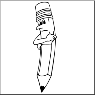 Clip Art: Cartoon Cool Pencil B&W