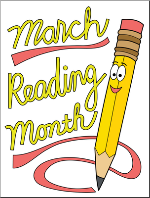 Clip Art: Cute Pencil Reading Month Color 2