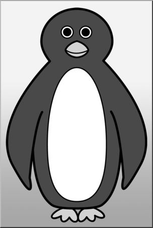 Clip Art: Cartoon Penguin 1 Grayscale