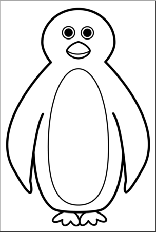 Clip Art: Cartoon Penguin 1 B&W