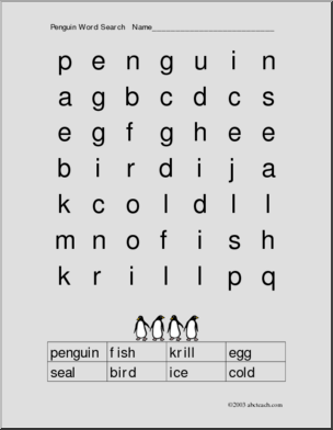 Word Search: Penguins (easy)