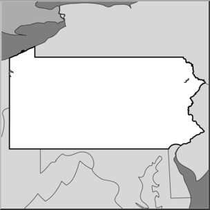 Clip Art: US State Maps: Pennsylvania Grayscale