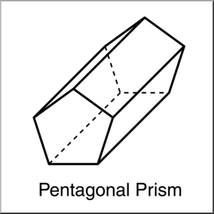 Clip Art: 3D Solids: Pentagonal Prism B&W Labeled
