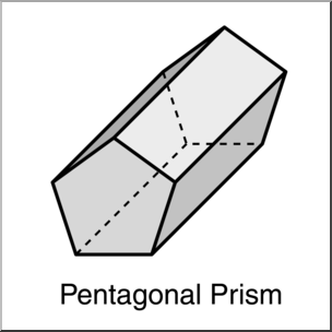 Clip Art: 3D Solids: Pentagonal Prism Grayscale Labeled