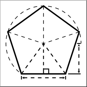 Clip Art: Shapes: Pentagon Geometry B&W