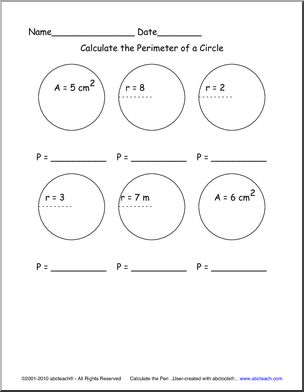 Perimeter of a Circle (upper el/middle) Math