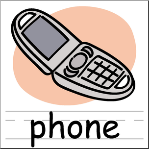 Clip Art: Basic Words: Phone Color Labeled