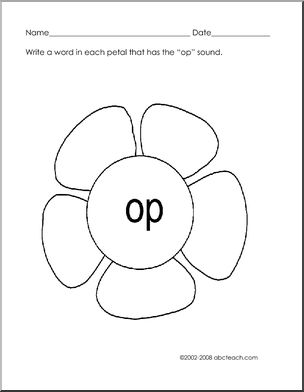“op” words (flower theme) Phonics