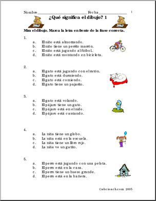 Spanish:  Frases con dibujos #1.