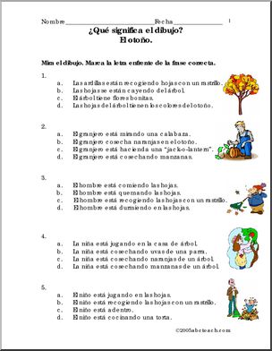 Spanish: Frases con dibujos – Todo sobre el otoÃ’o.
