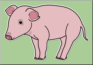 Clip Art: Baby Animals: Pig Piglet Color 2