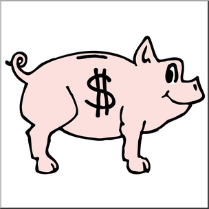 Clip Art: Piggy Bank Color