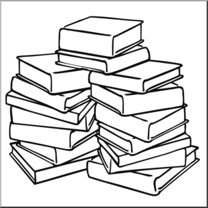 Clip Art: Pile of Books B&W