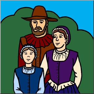 Clip Art: Pilgrim Family Color