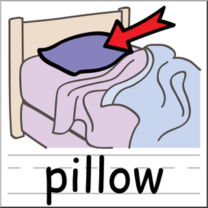 Clip Art: Basic Words: Pillow Color Labeled