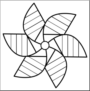 Clip Art: Pinwheel: 6 Blades 2 B&W