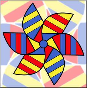 Clip Art: Pinwheel: 6 Blades 2 Color 1